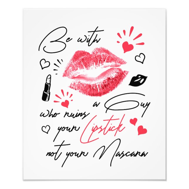 Witziges Sprichwort. Lippen, Kiss, Graffity Callig Fotodruck (Vorne)