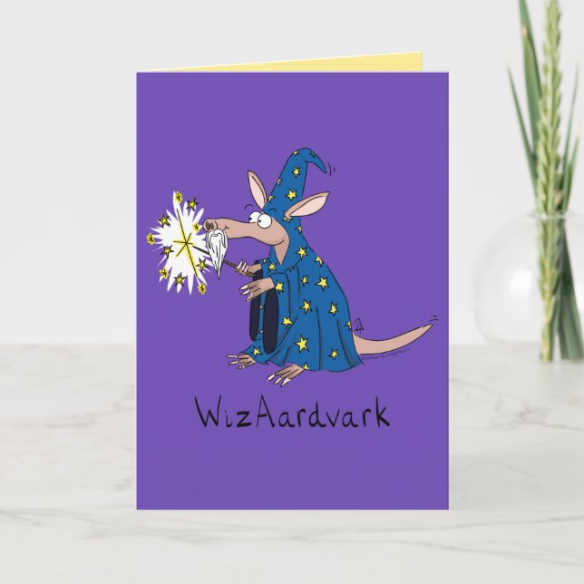 Wizaardvark - Funny Wizard Carte de voeux Aardvark (Devant)