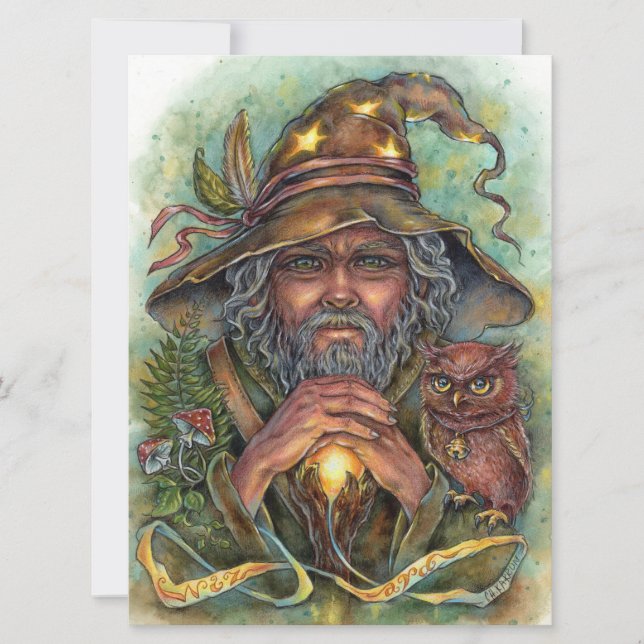Wizard Art Card Forest Fantasy Magic Owl (Vorderseite)