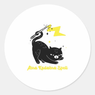 Wizard black cat - Abra Kadabra Zauberspruch Runder Aufkleber