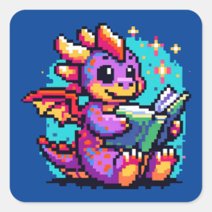 Wizard Cat - Magic Pixel Art Fantasy Design Quadratischer Aufkleber