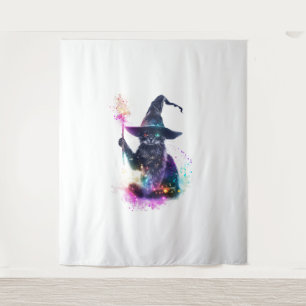 Wizard Cat Magic Wandteppich