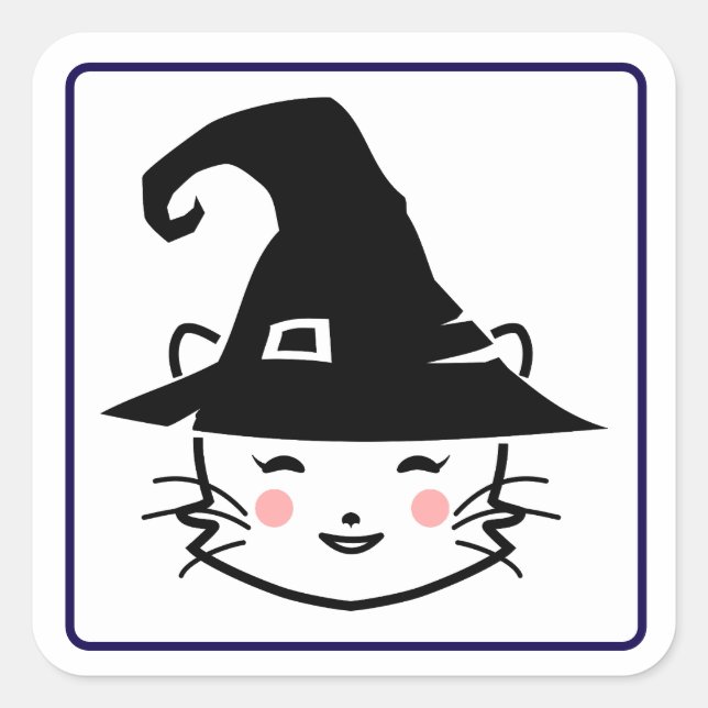 Wizard Cat Quadratischer Aufkleber (Vorderseite)