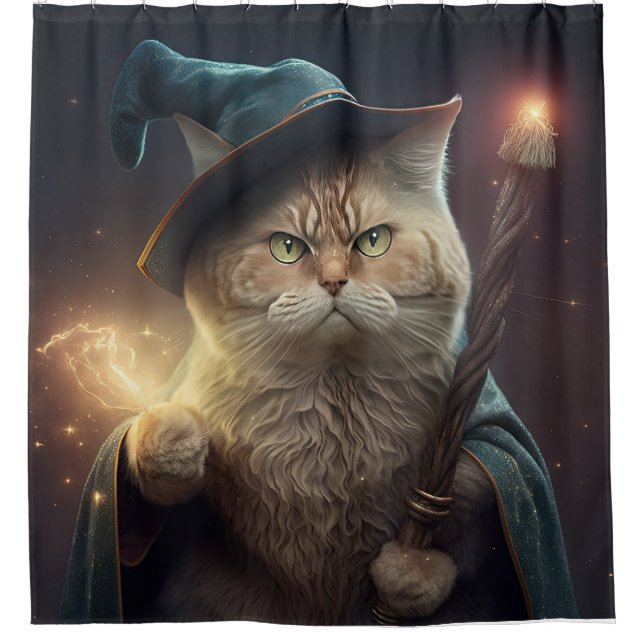 Wizard Cat Shower Vorhang (Vorderseite)