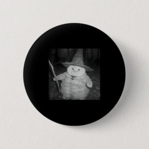 Wizard Cat Weird Funny Halloween Cat Meme Button