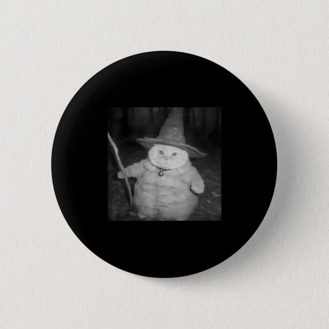 Wizard Cat Weird Funny Halloween Cat Meme Button (Vorderseite)