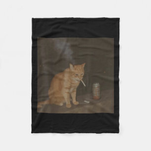 Wizard Cigarette Kitten Funny Smoking Cat Meme Bra Fleecedecke