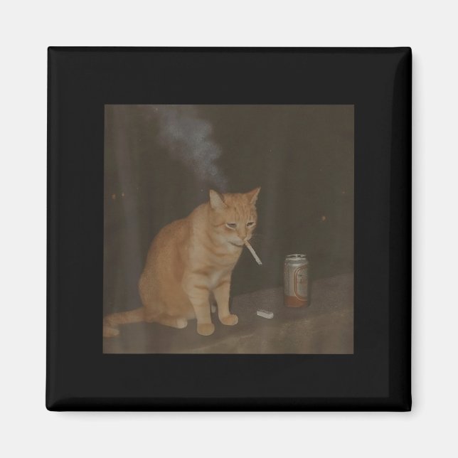 Wizard Cigarette Kitten Funny Smoking Cat Meme Bra Magnet (Vorne)
