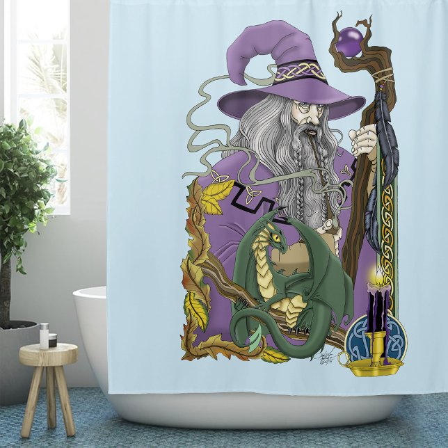 Wizard Dragon Fantasy Lila Duschvorhang (Von Creator hochgeladen)