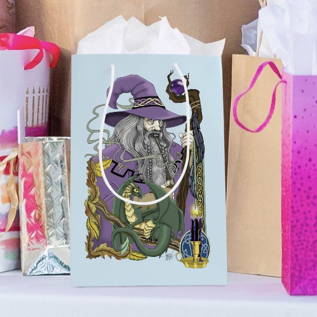 Wizard Dragon Fantasy Lila Mittlere Geschenktüte (Von Creator hochgeladen)