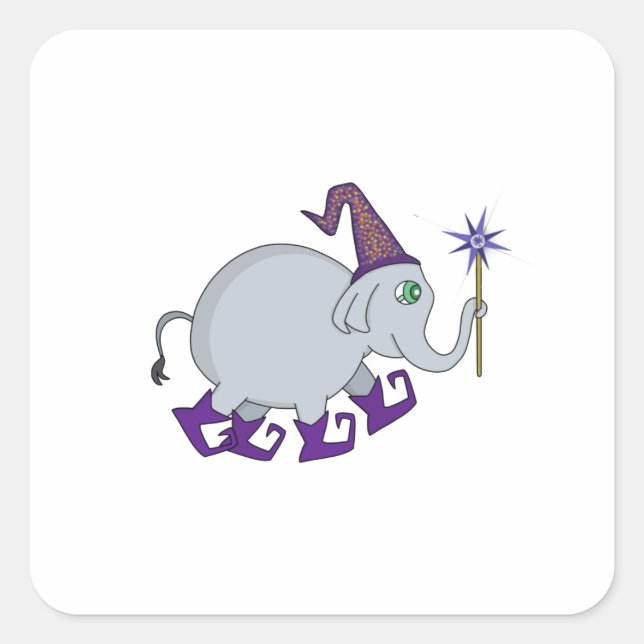 Wizard Elephant Quadratischer Aufkleber (Vorderseite)
