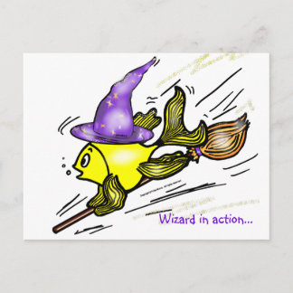 Wizard Fish - lustig niedlich zeichnend Postkarte