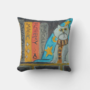 Wizard Folk Art Magical Epic Fun Cat Malerei Kissen