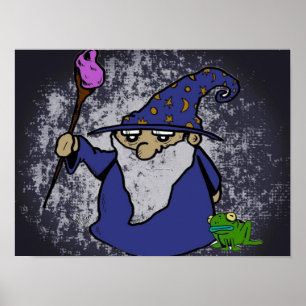 Wizard & Frog B&W Hintergrund Poster