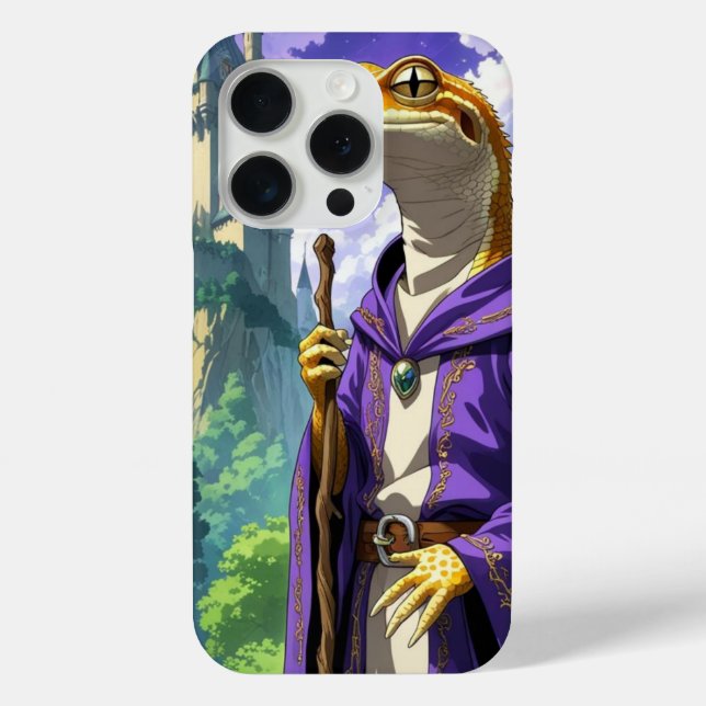 "Wizard Gecko – Retro Anime Medieval Magic Case-Mate iPhone Hülle (Rückseite)