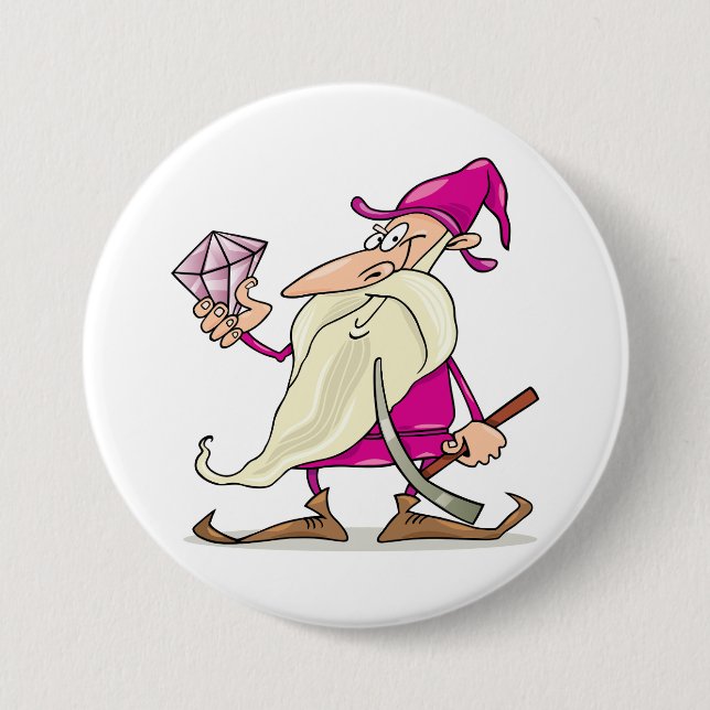 Wizard Gnome with Large Diamond Gemstone Button (Vorderseite)