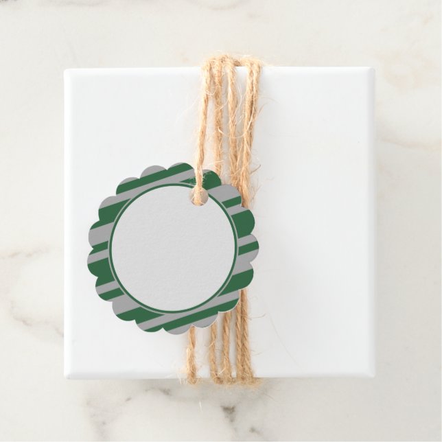 Wizard Green und Grau Blank Scalloped Geschenkanhänger (Beispiel)