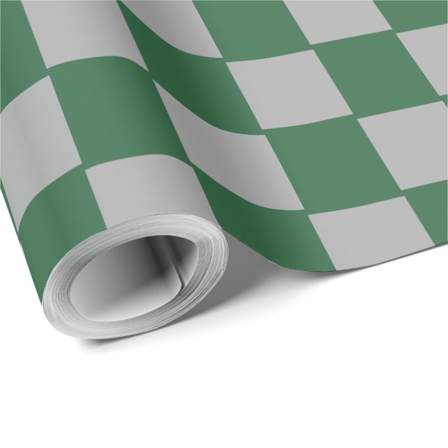 Wizard Green und Grau Checkered Geschenkpapier (Rolleneckpunkt)