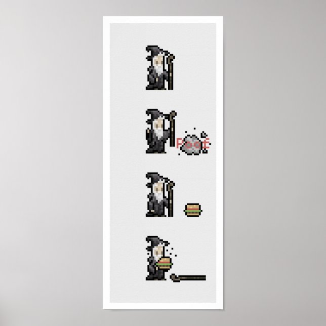 Wizard is hungrige Column Pixel Art Poster (Vorne)