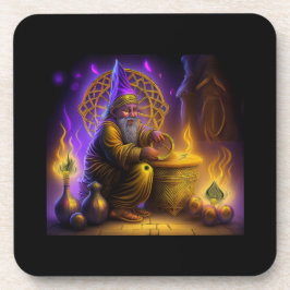 Wizard Is Seated At Table Conjuring A Spell Getränkeuntersetzer