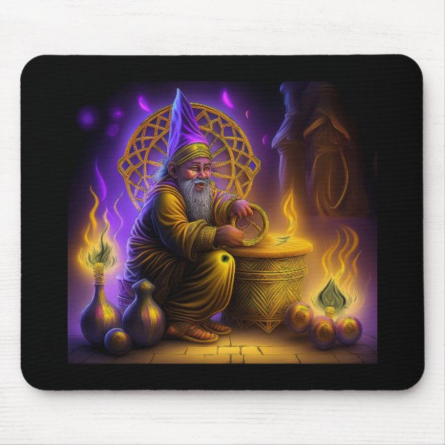 Wizard Is Seated At Table Conjuring A Spell Mousepad (Vorne)