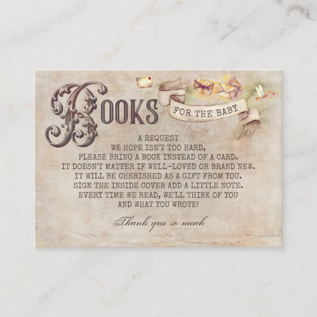 Wizard Letters Magical Books for Baby Request Card Visitenkarte (Vorderseite)