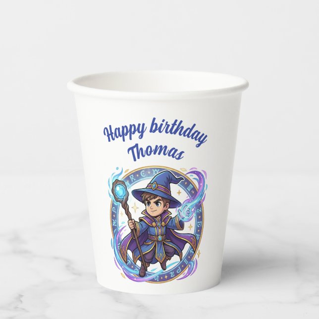 Wizard Mage Magic Anime Chibi Gamer Birthday Pappbecher (Vorderseite)