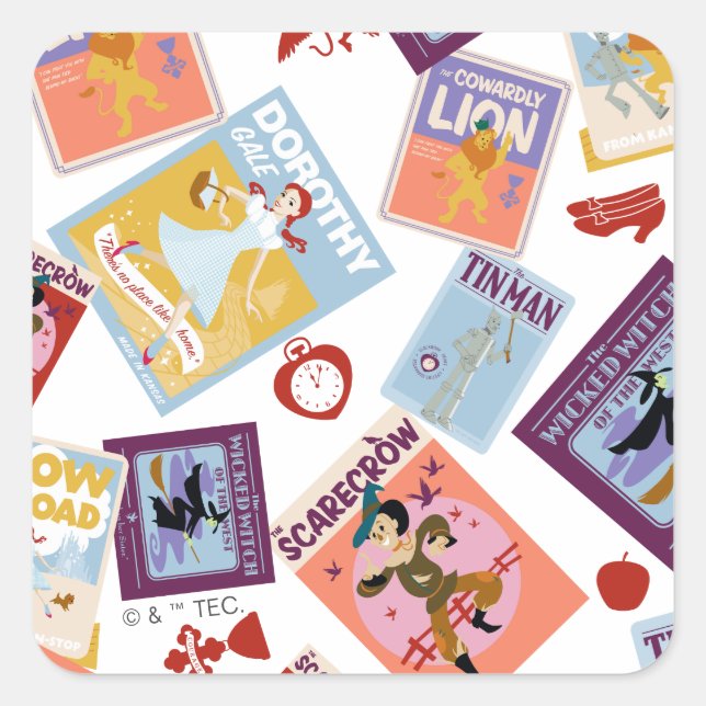 Wizard of Oz™ Character Print Toss Pattern Quadratischer Aufkleber (Vorderseite)