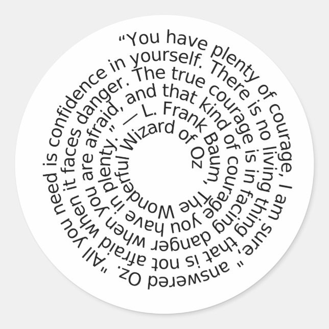 Wizard of Oz courage quote sticker (Devant)