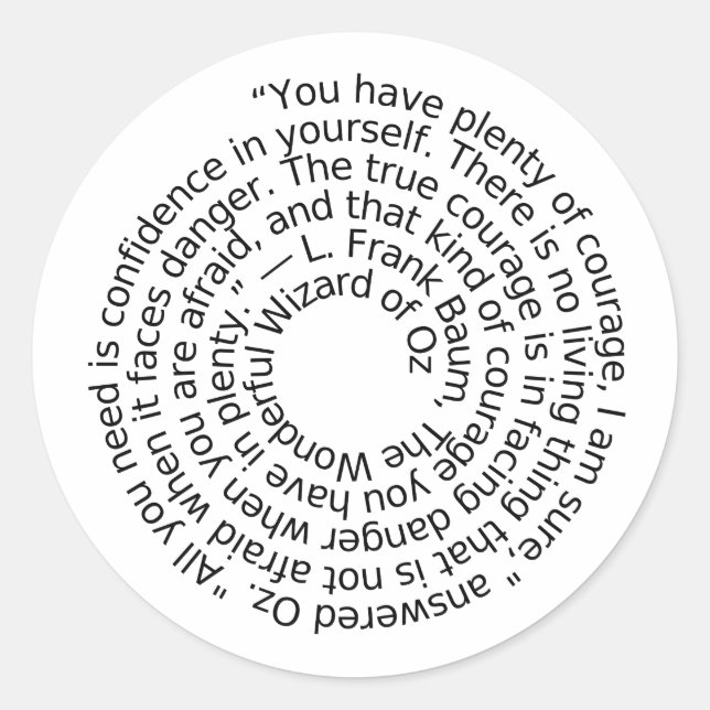 Wizard Oz Mutige Anführungssticker Runder Aufkleber (Vorderseite)