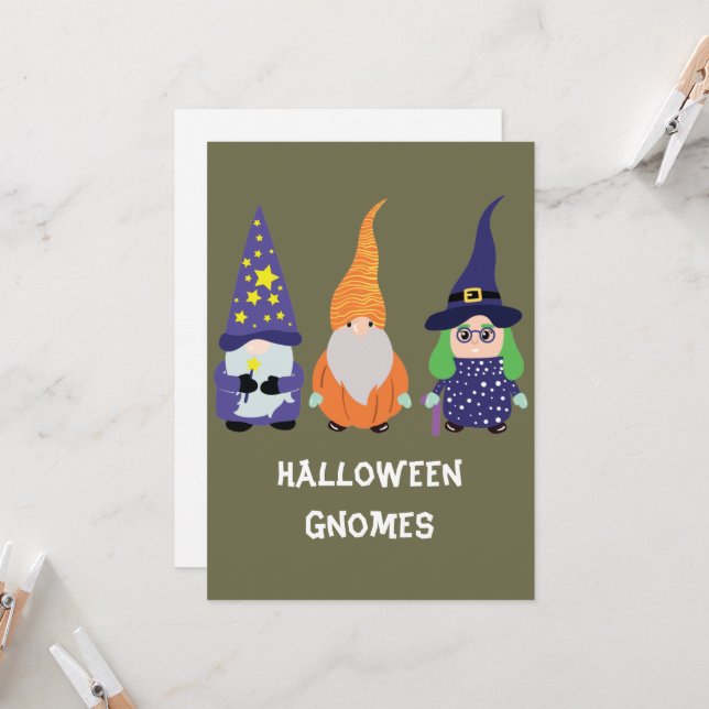 Wizard Pumpkin Hexenmeister Halloween Gnomes Holid Einladung (Vorderseite/Rückseite Beispiel)