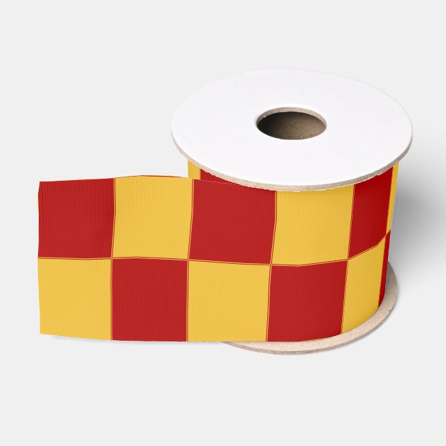 Wizard Red und Gold Checked Grosgrain Ribbon Ripsband (Spule)