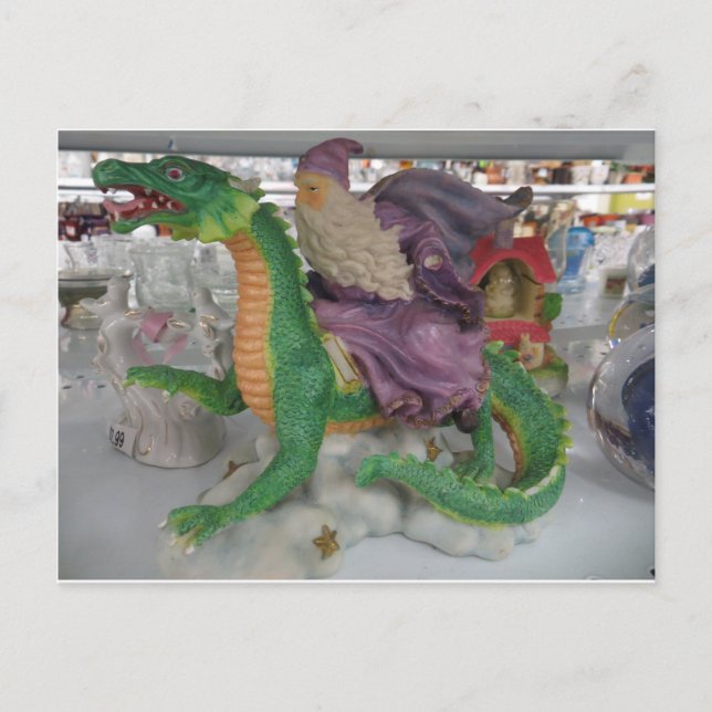Wizard Riding Dragon Postkarte (Vorderseite)