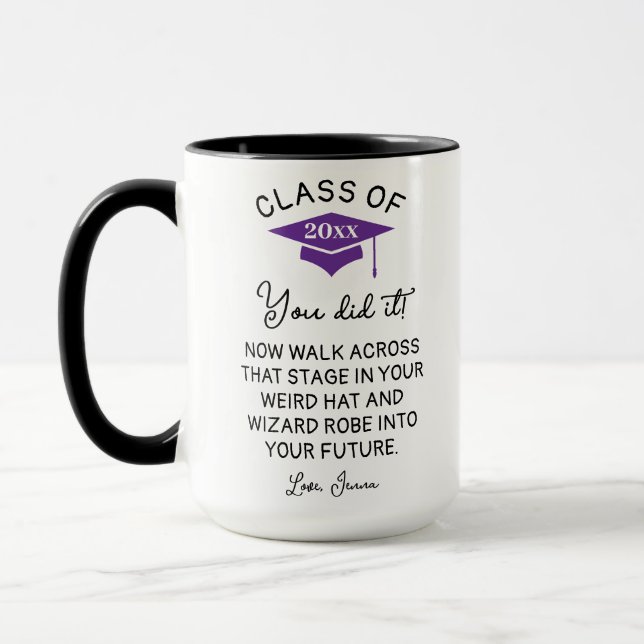 Wizard Robe und Hat Abschluss 2025 Funny Custom Tasse (Links)