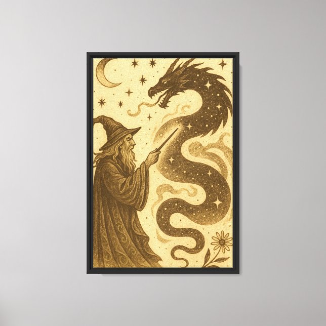 Wizard Summoning Dragon Leinwanddruck (Vorderseite)