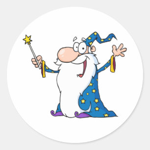 Wizard Waving and Cape Holding a Magic Wand Runder Aufkleber