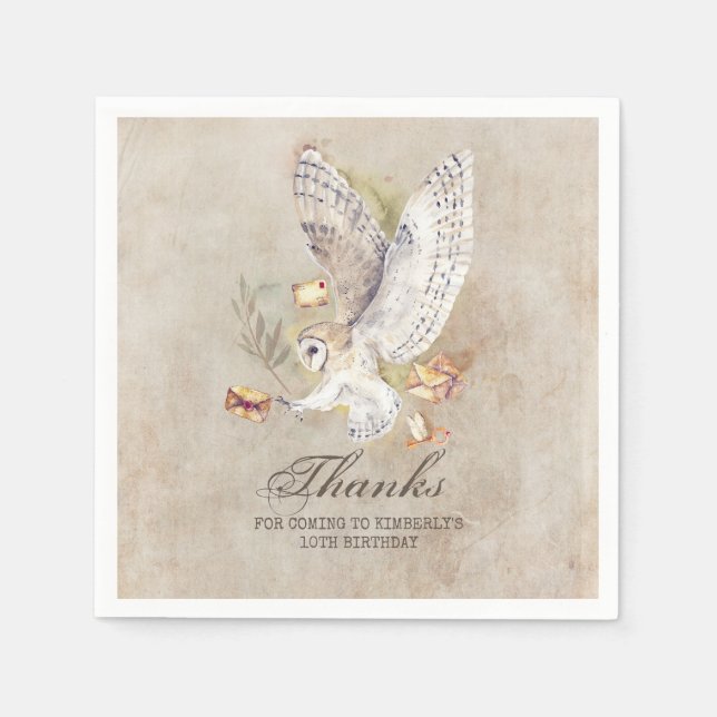 Wizard's Owl Magical Birthday Party Serviette (Vorderseite)