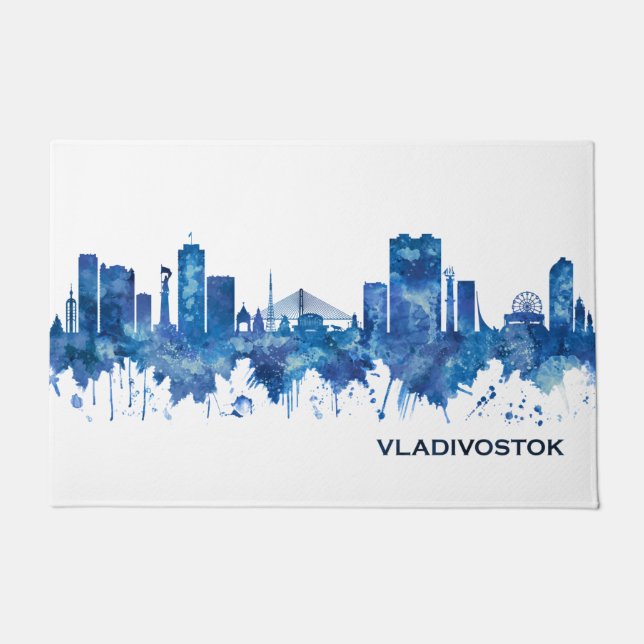 Wladiwostok Russland Skyline Blue Fußmatte (Vorderseite)