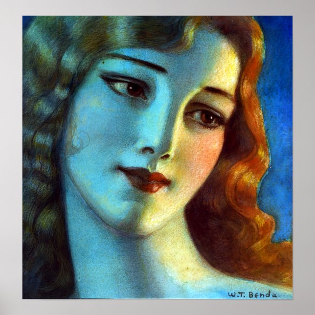 Władysław T. Benda Head of Girl with Long Blonde Poster (Vorne)