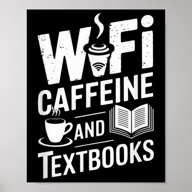 WLAN Kaffee und Lehrbücher Poster (Vorne)