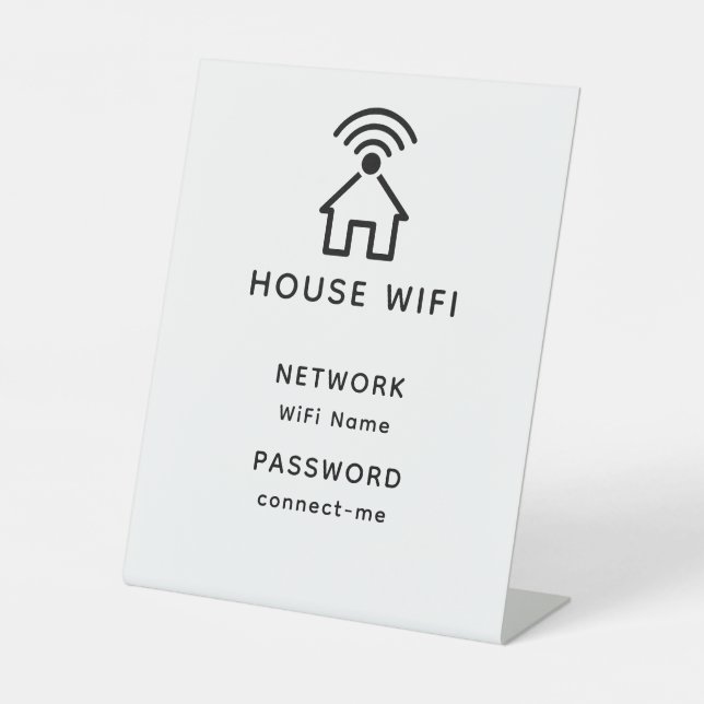 WLAN-Kennwort für das Minimalistische Weiße Haus Sockelschild (Vorderseite)