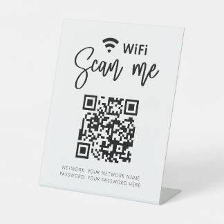 WLAN-Kennwort QR-Code Weißes Minimalistisches Gesc Sockelschild