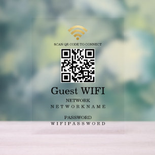 WLAN-Kennwort und Netzwerk-QR-Code Personalisiert Acrylschild