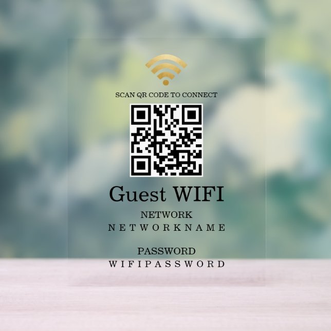 WLAN-Kennwort und Netzwerk-QR-Code Personalisiert Acrylschild (Neutral)