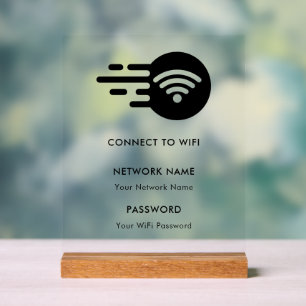 WLAN-Netzwerk mit eigener Marke Connect Modern Whi Acrylschild