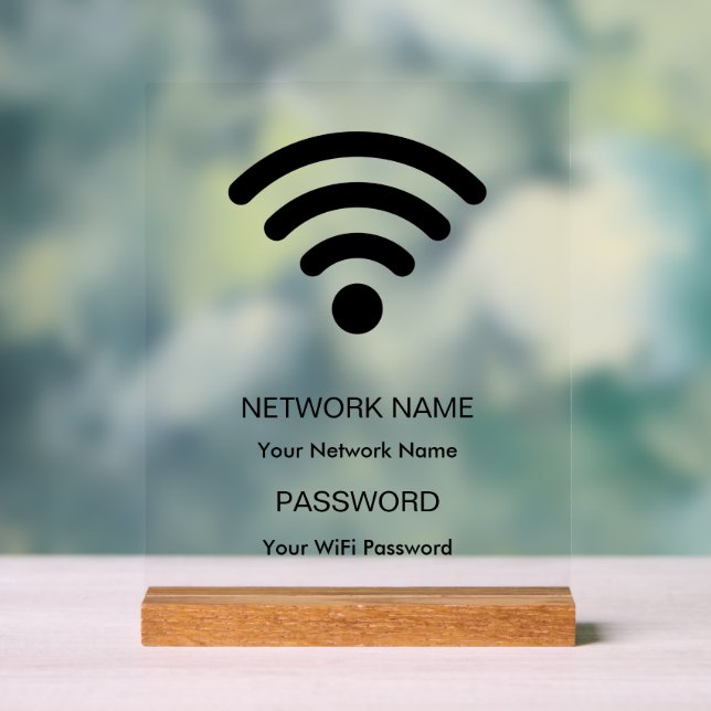 WLAN-Netzwerk mit eigener Marke und Kennwort weiß Acrylschild (Neutral)