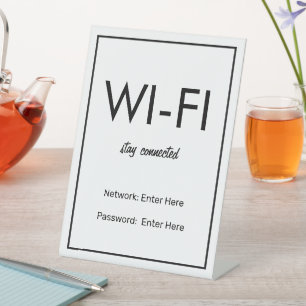 WLAN-Netzwerk und Passwort Geschäft Einzelhandel Sockelschild