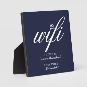 WLAN-Netzwerk und Passwort Schild Navy Blau Fotoplatte