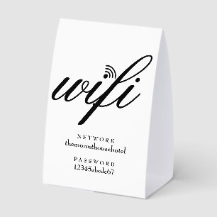 WLAN-Netzwerk und Passwort-Schild Tischaufsteller