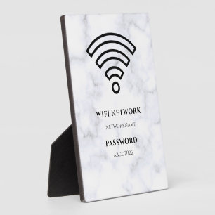 WLAN-Netzwerk und Passwort Schwarzes Schild Fotoplatte